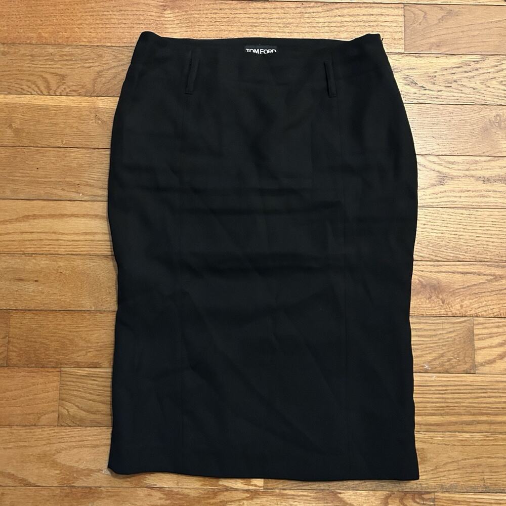 Tom Ford Black Pencil Midi Skirt Lined Preppy Classy Event Size 6